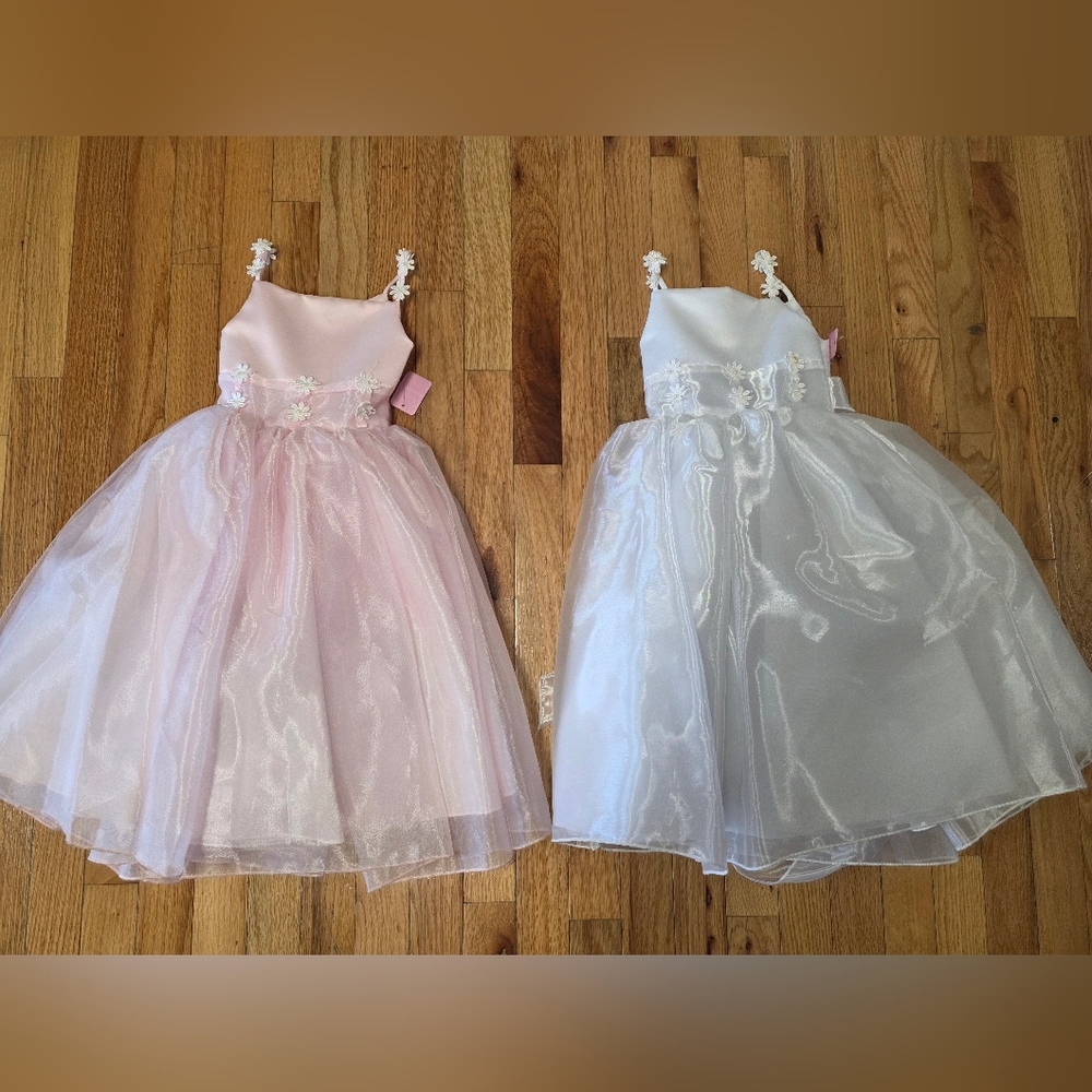 2 Pink & White Flower Girls or Special Occasion Dresses Size 2T $129 For Both!